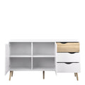 Oslo Sideboard Large 3 Drawers 2 Doors in White and Oak - image 3