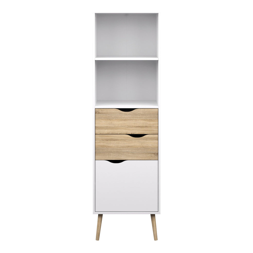 Oslo Bookcase 2 Drawers 1 Door in White and Oak - image 2