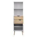 Oslo Bookcase 2 Drawers 1 Door in White and Oak - image 4