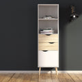 Oslo Bookcase 2 Drawers 1 Door in White and Oak - image 5