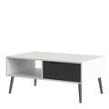 Oslo Coffee Table 1 Drawer 1 Shelf in White and Black Matt - image 3