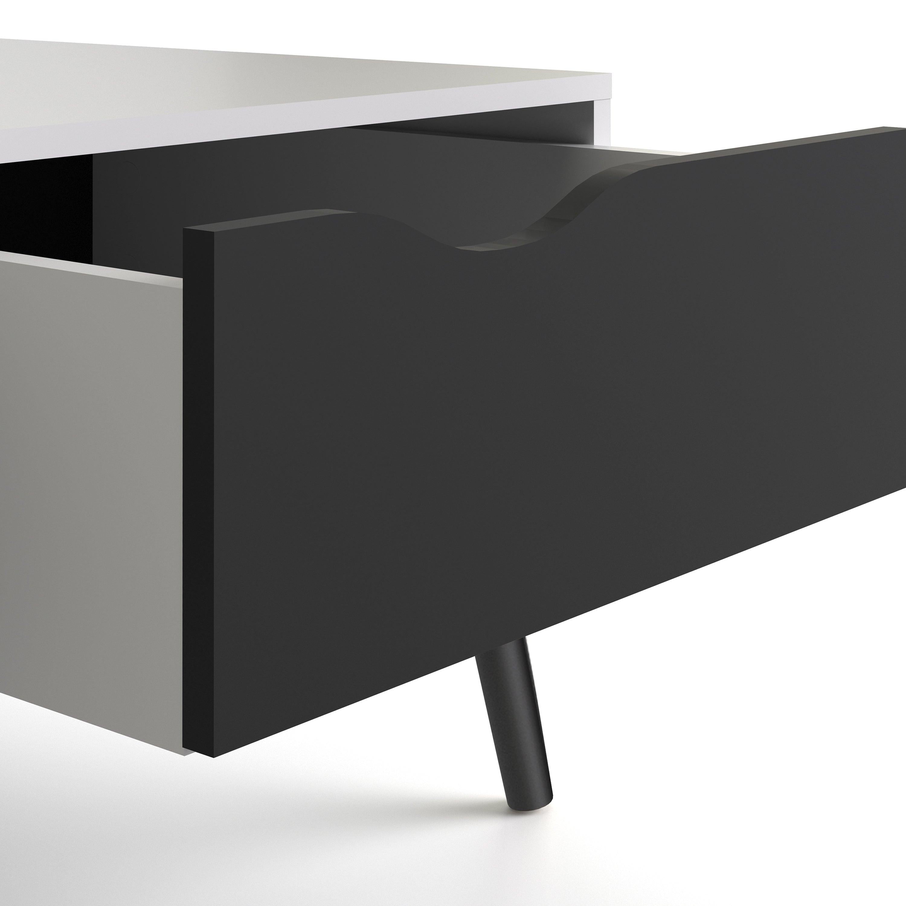 Oslo Coffee Table 1 Drawer 1 Shelf in White and Black Matt - image 8