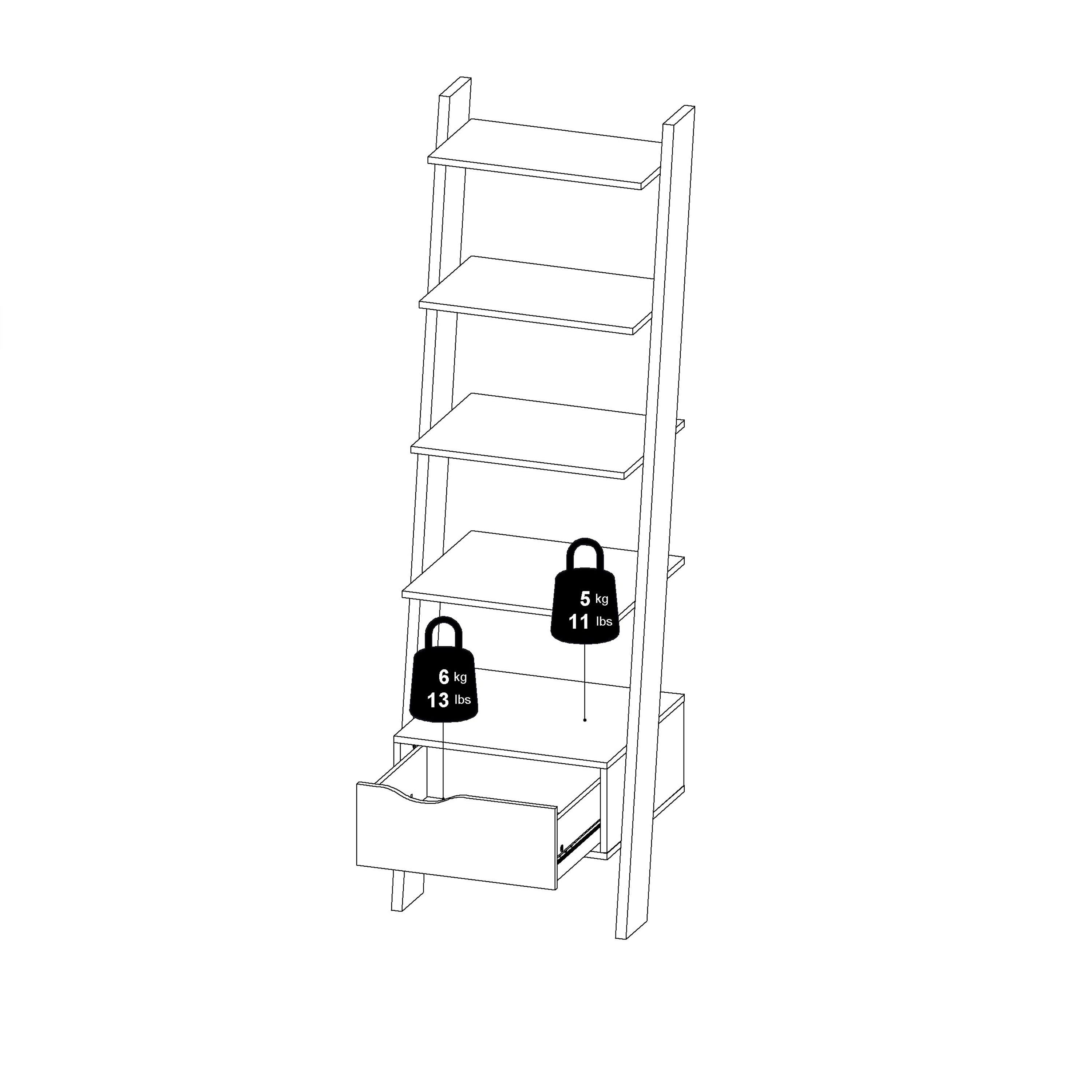 Oslo Leaning Bookcase 1 Drawer in White and Oak - image 13