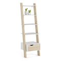 Oslo Leaning Bookcase 1 Drawer in White and Oak - image 4