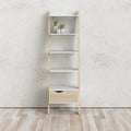 Oslo Leaning Bookcase 1 Drawer in White and Oak - image 5