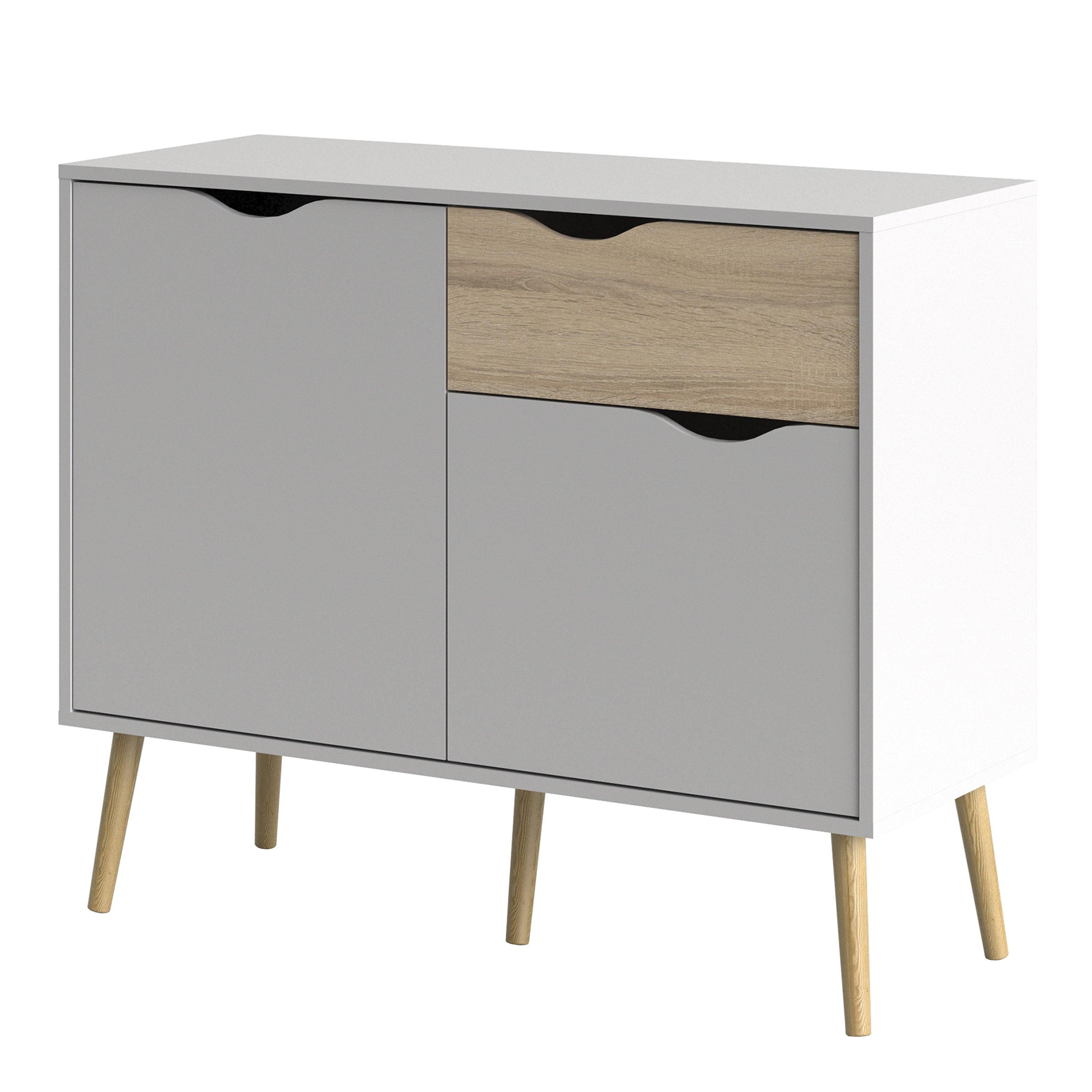 Oslo Sideboard Small 1 Drawer 2 Doors in White and Oak - image 3