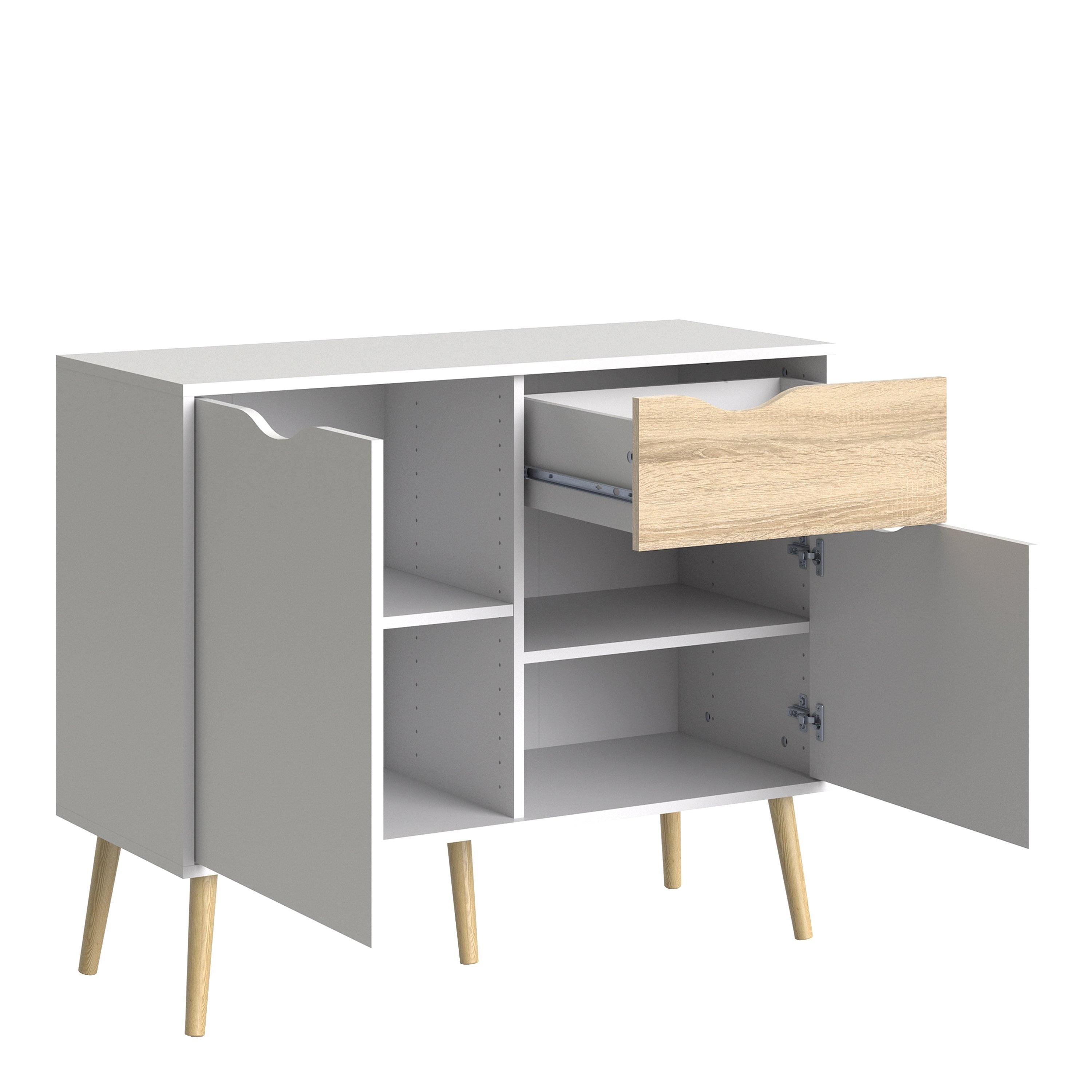 Oslo Sideboard Small 1 Drawer 2 Doors in White and Oak - image 4
