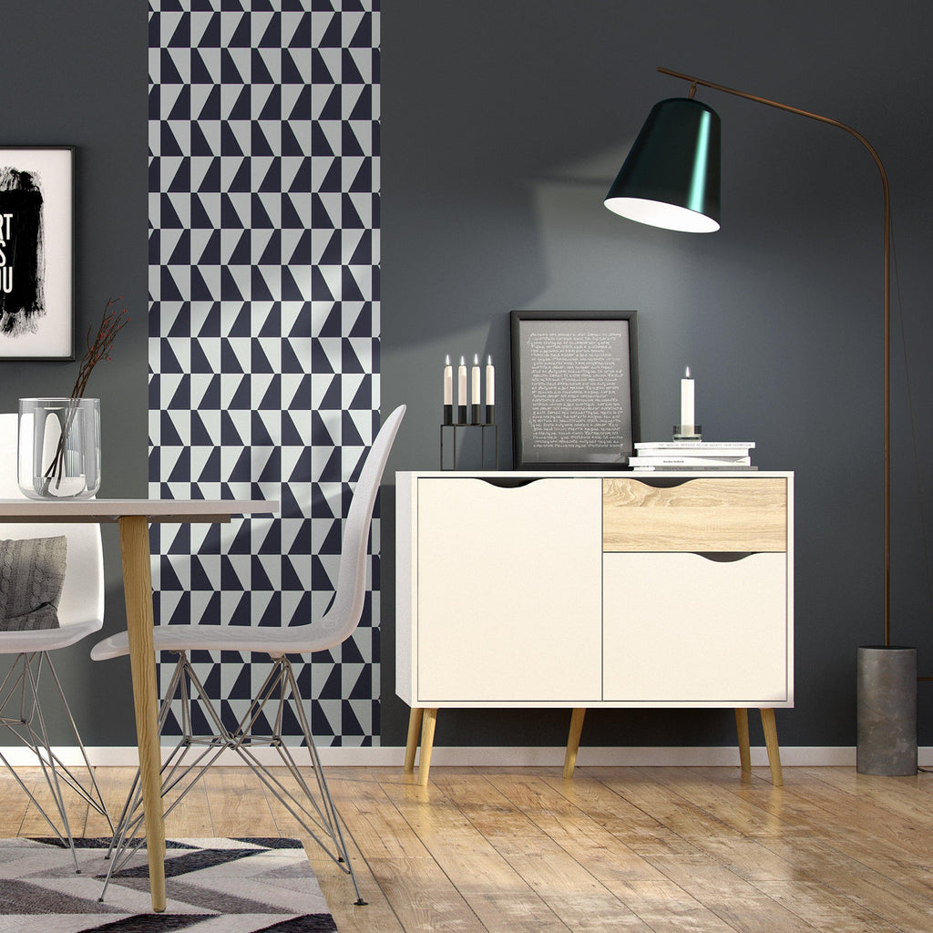 Oslo Sideboard Small 1 Drawer 2 Doors in White and Oak - image 6