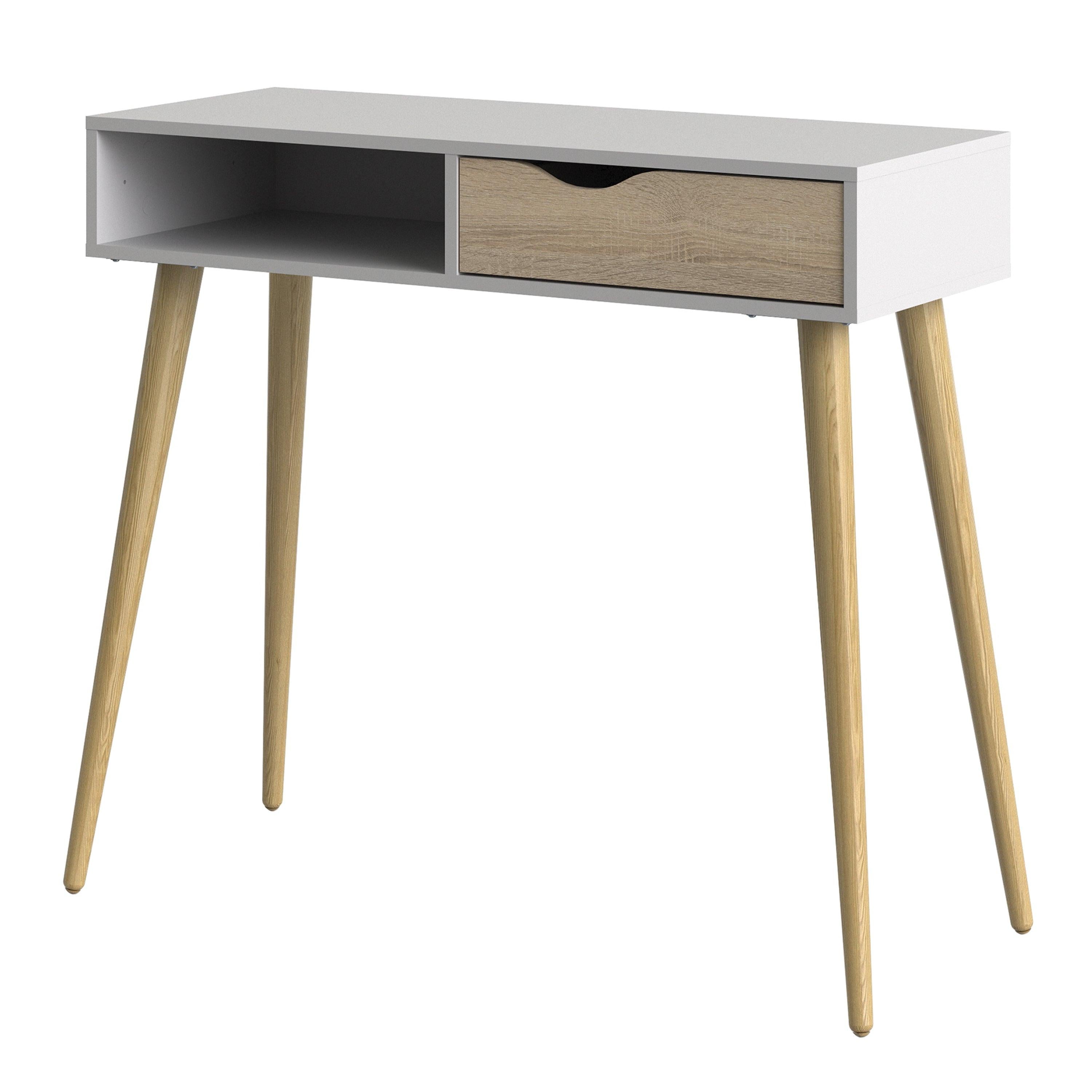 Oslo Console Table 1 Drawer 1 Shelf in White and Oak - image 3