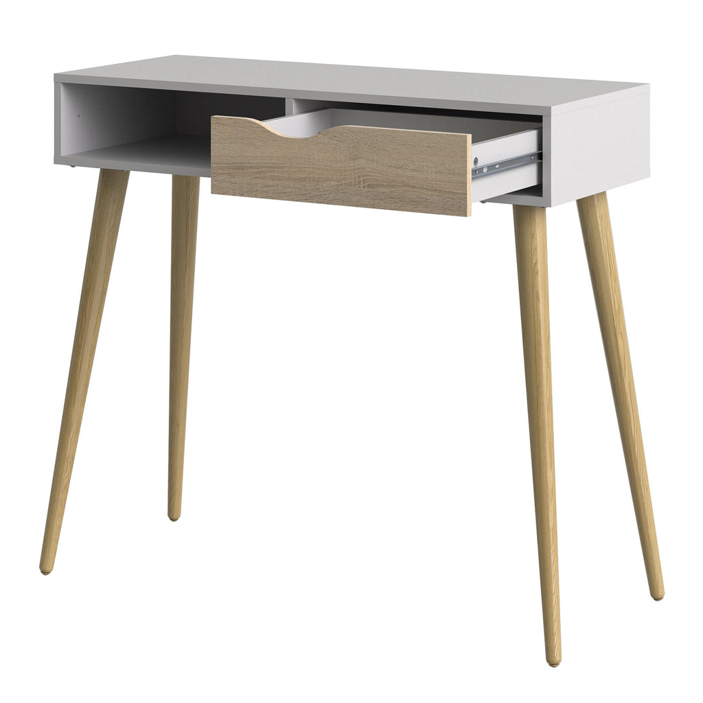 Oslo Console Table 1 Drawer 1 Shelf in White and Oak - image 4