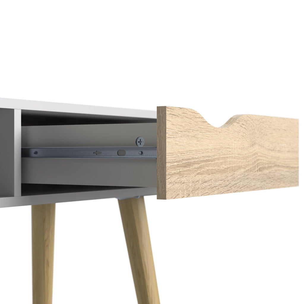 Oslo Console Table 1 Drawer 1 Shelf in White and Oak - image 7
