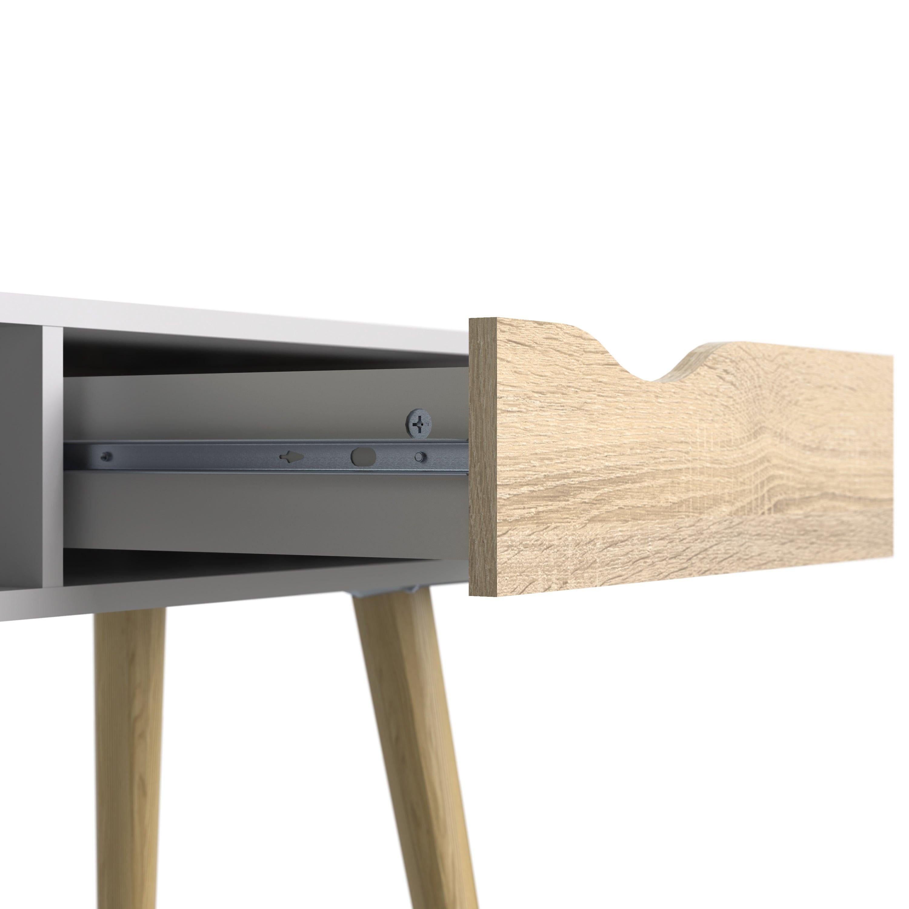 Oslo Console Table 1 Drawer 1 Shelf in White and Oak - image 7
