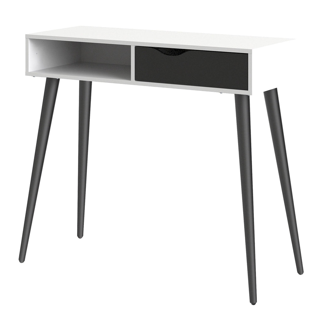 Oslo Console Table 1 Drawer 1 Shelf in White and Black Matt - image 3