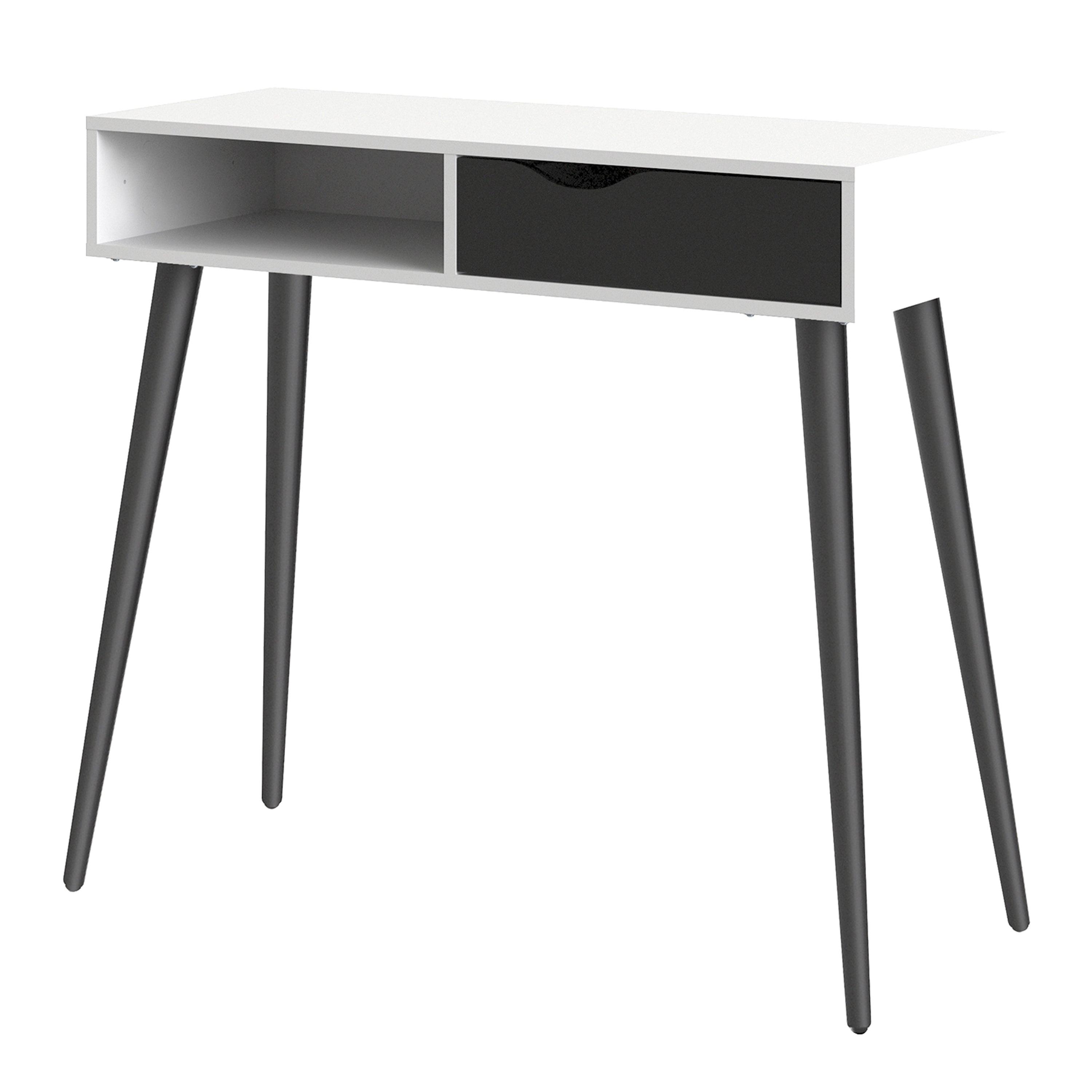 Oslo Console Table 1 Drawer 1 Shelf in White and Black Matt - image 3