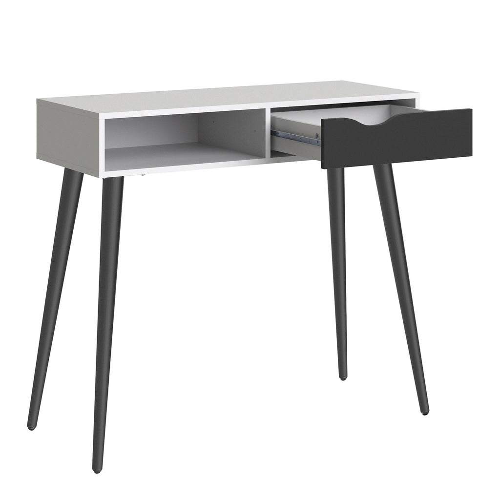 Oslo Console Table 1 Drawer 1 Shelf in White and Black Matt - image 4