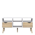 Oslo TV Unit Wide 2 Drawers 4 Shelves in White and Oak - image 2