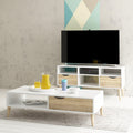 Oslo TV Unit Wide 2 Drawers 4 Shelves in White and Oak - image 5
