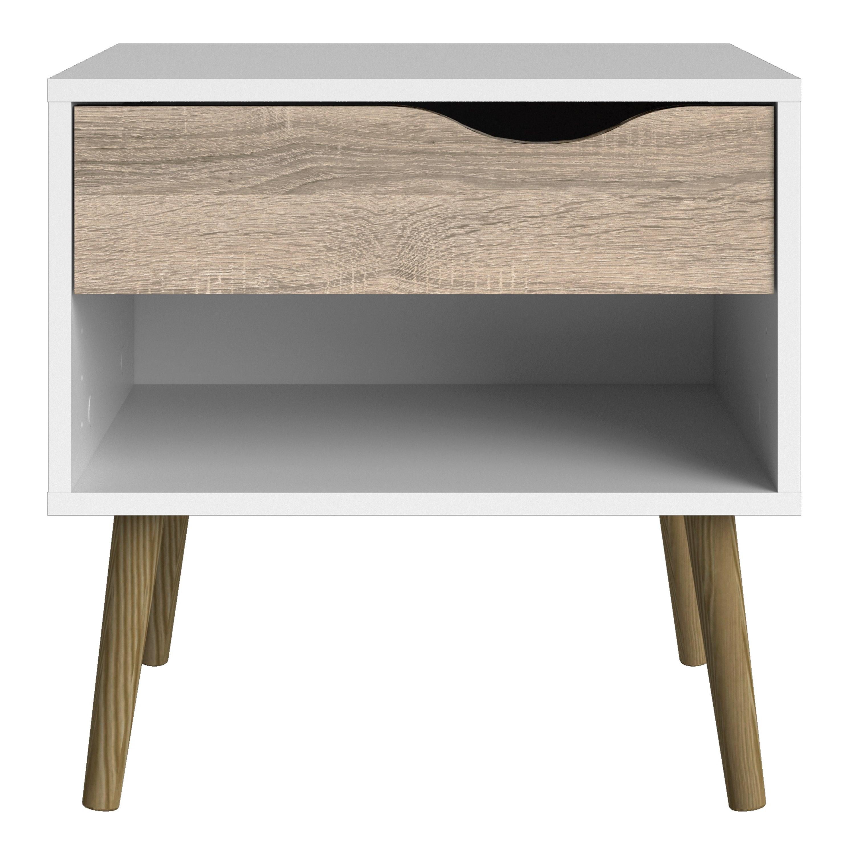 Oslo Bedside 1 Drawer in White and Oak - image 2