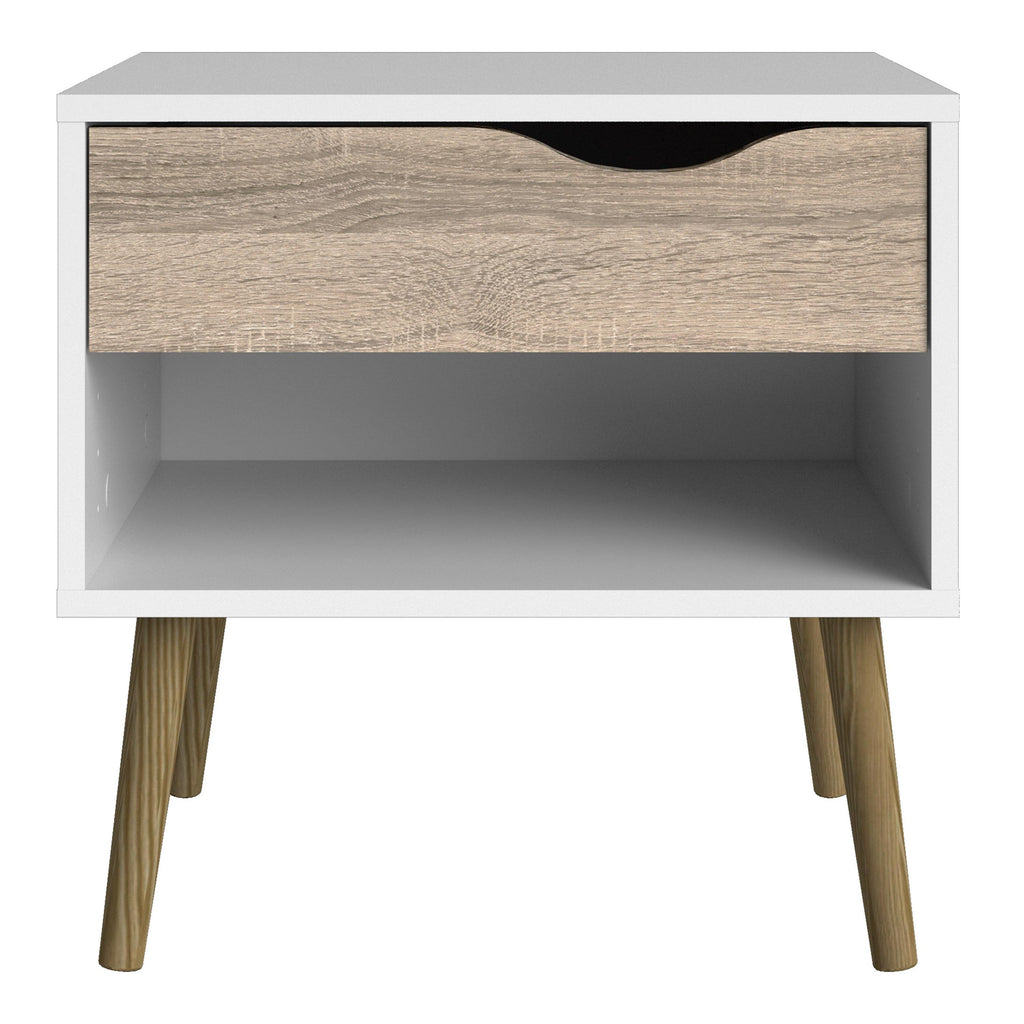 Oslo Bedside 1 Drawer in White and Oak (Package of 2.) - image 3