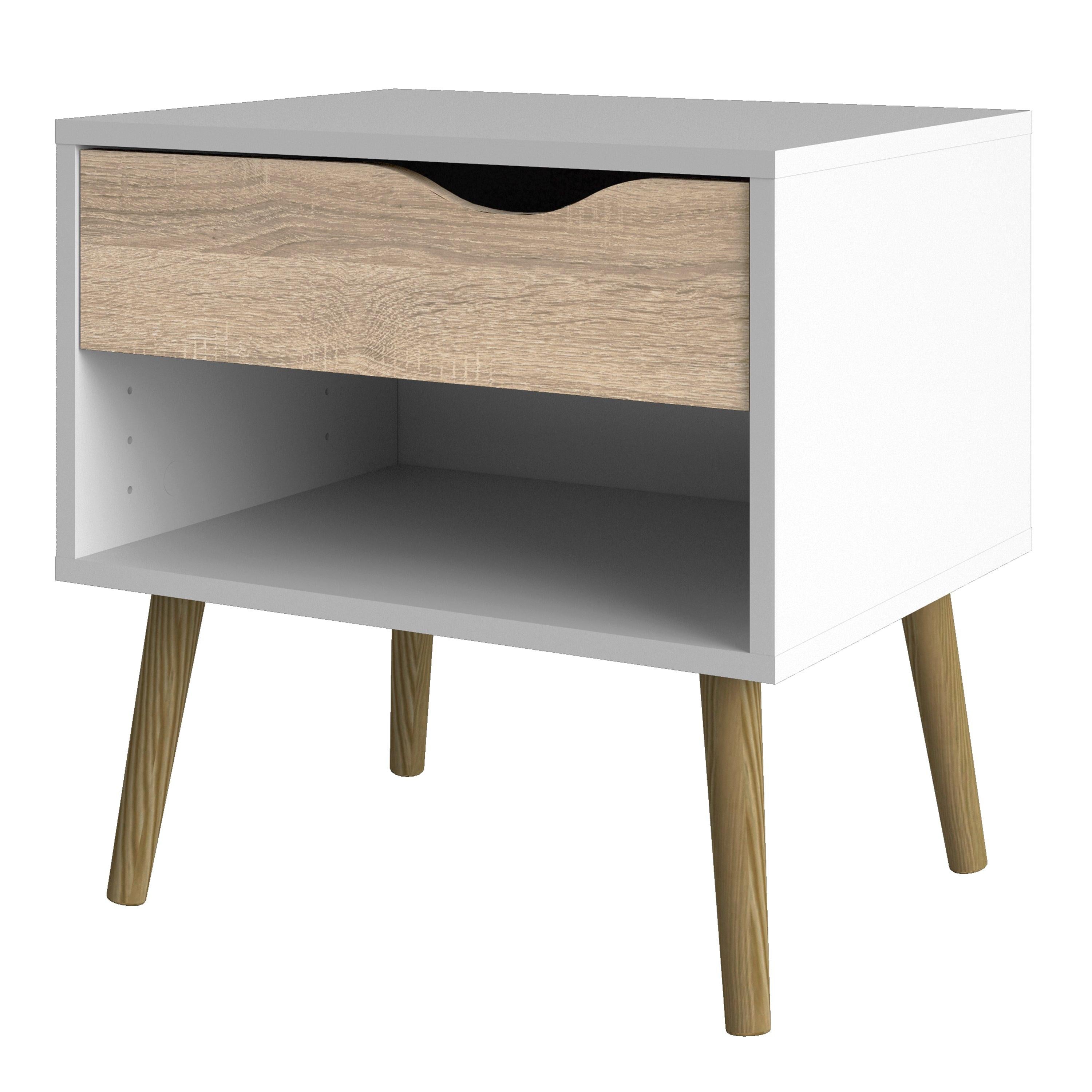 Oslo Bedside 1 Drawer in White and Oak - image 3