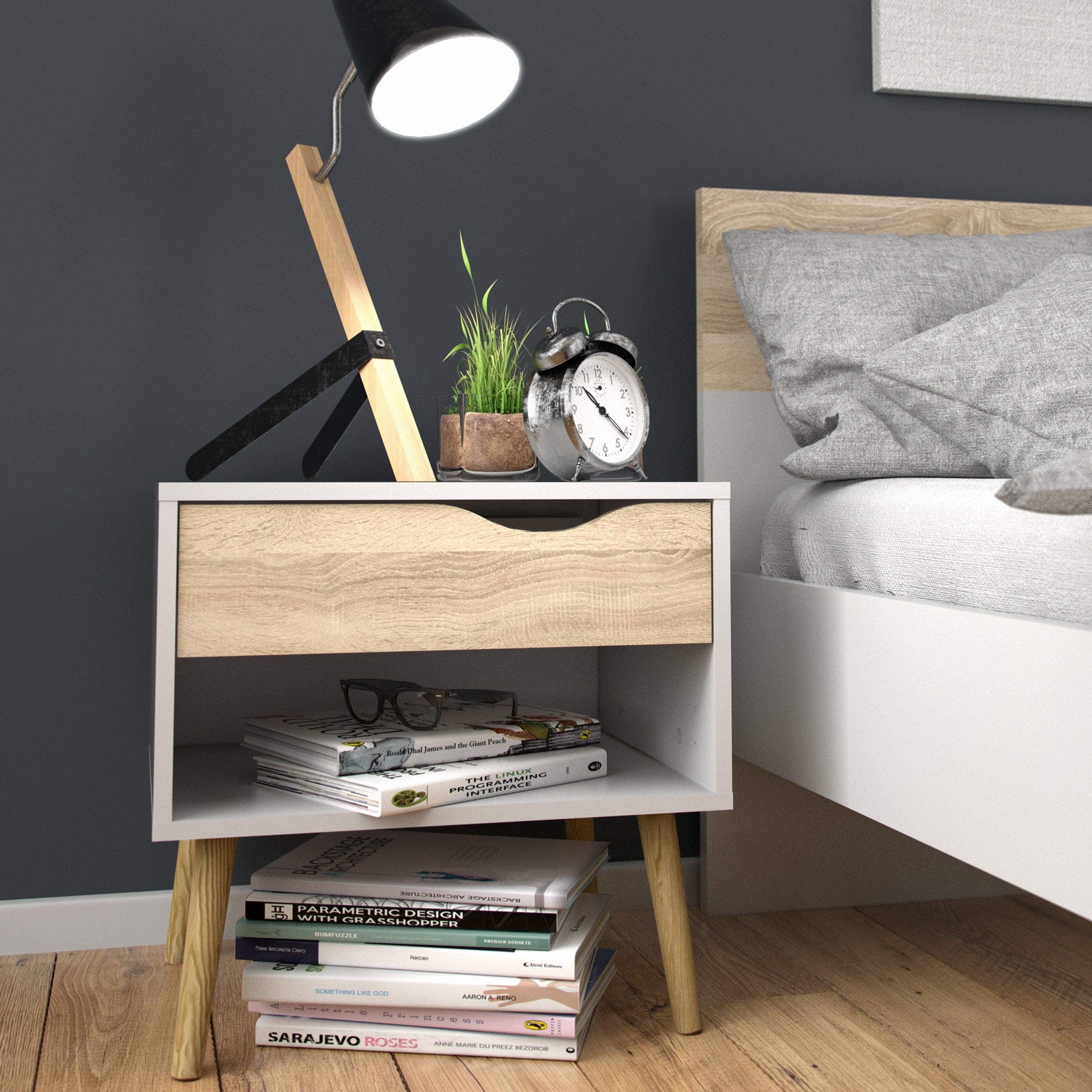 Oslo Bedside 1 Drawer in White and Oak (Package of 2.) - image 7