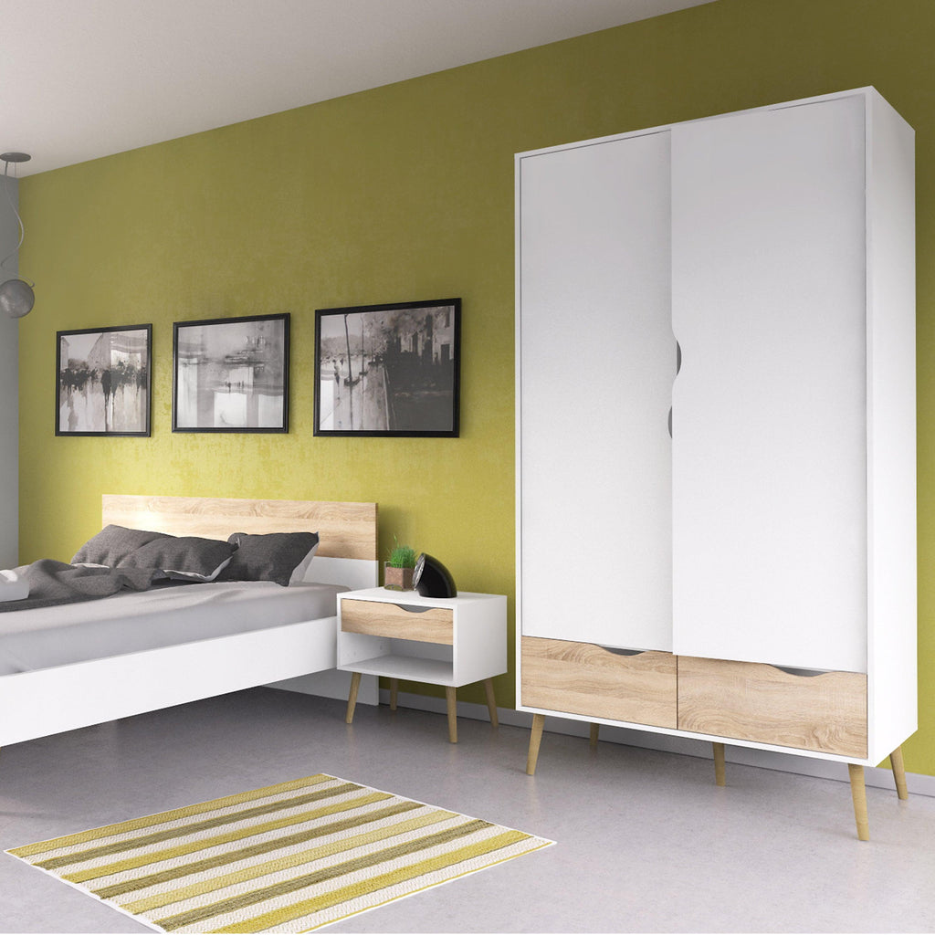 Oslo Bedside 1 Drawer in White and Oak - image 8