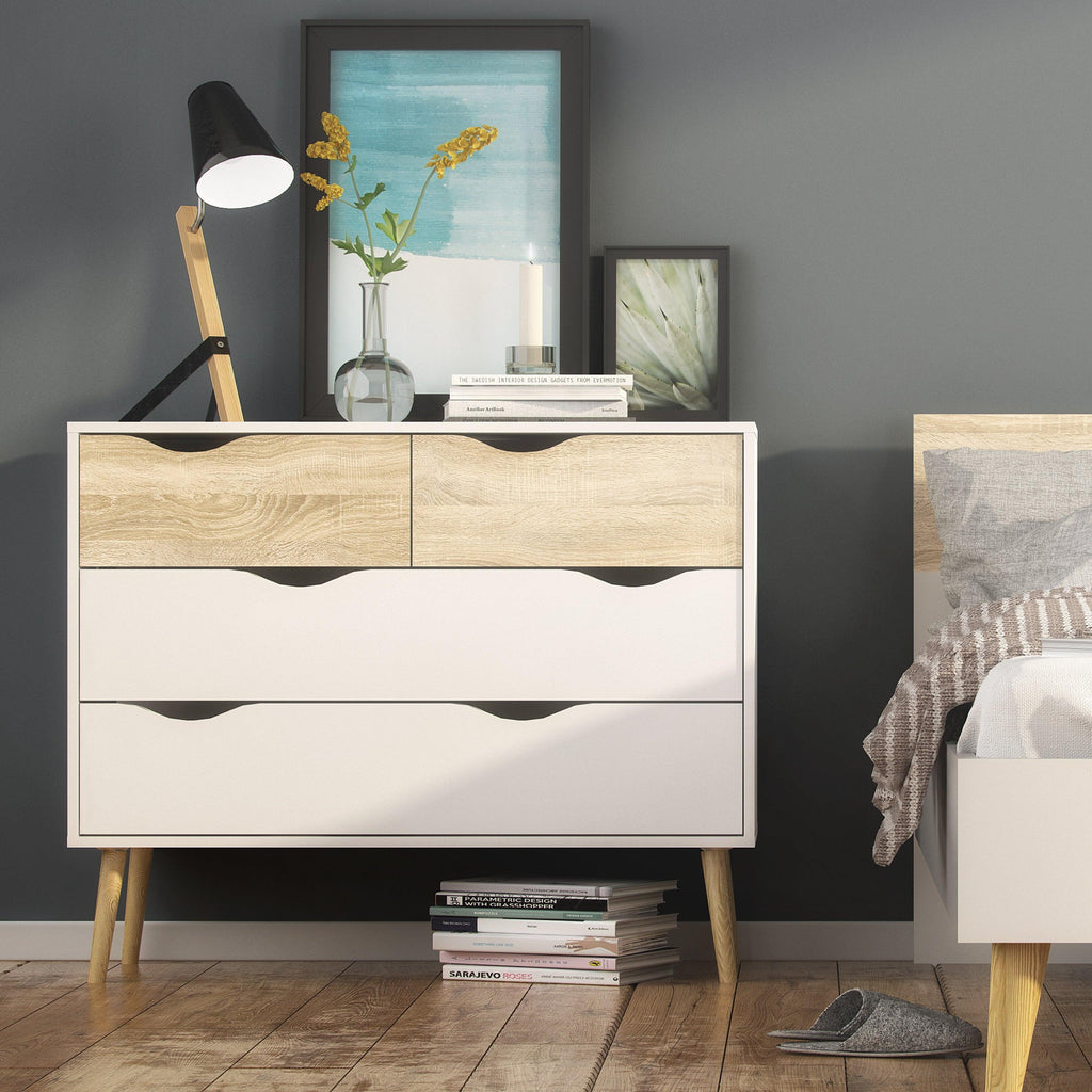 Oslo Chest of 4 Drawers in White and Oak - image 5