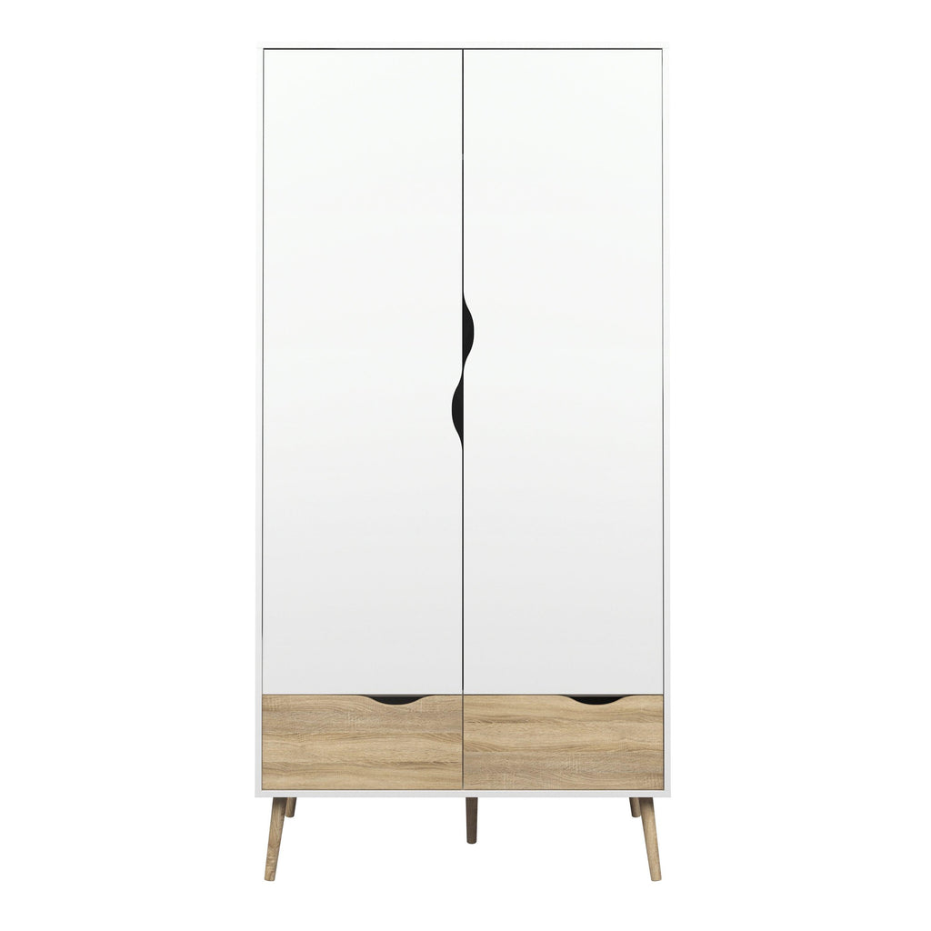 Oslo Wardrobe 2 Doors 2 Drawers in White and Oak - image 2