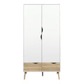 Oslo Wardrobe 2 Doors 2 Drawers in White and Oak - image 2
