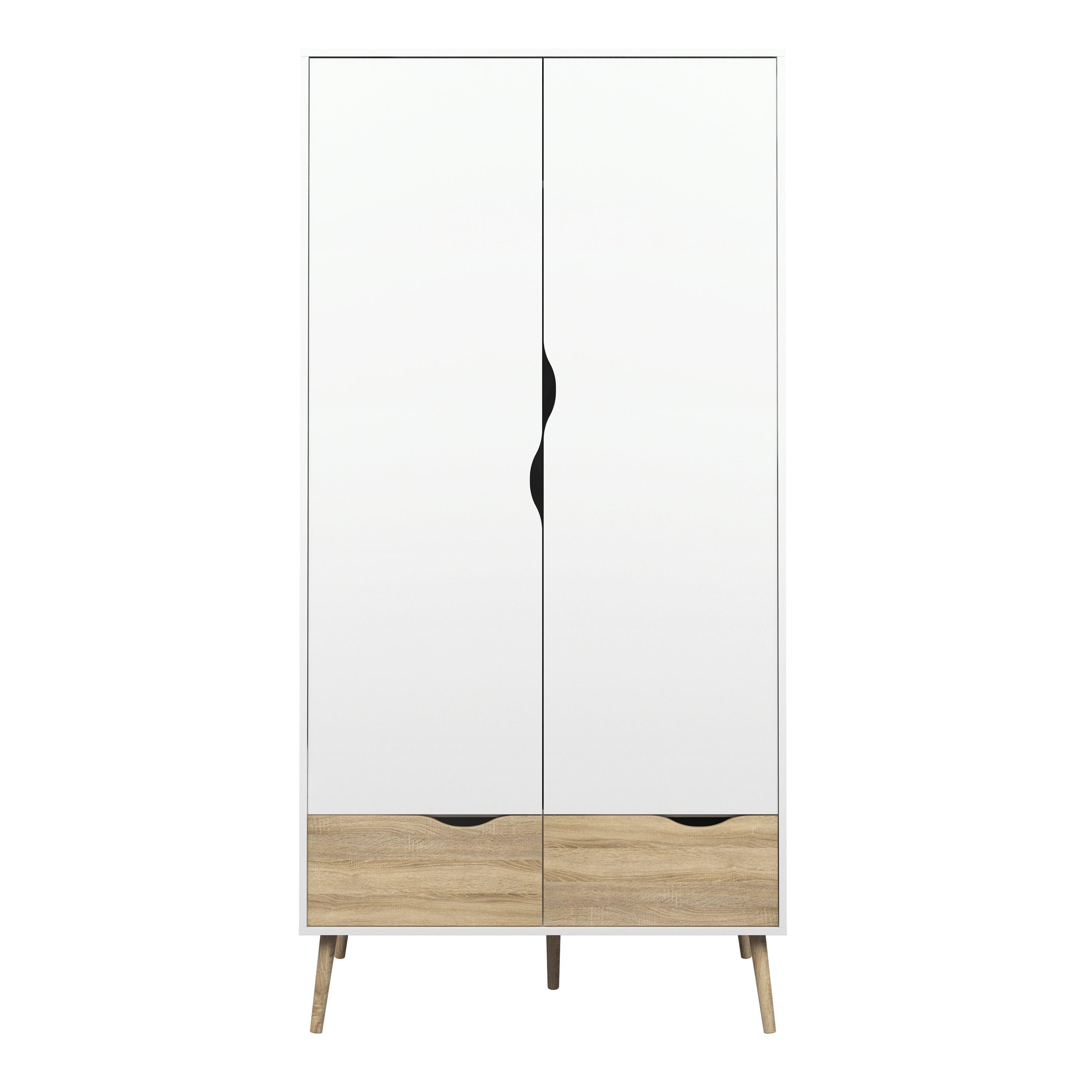 Oslo Wardrobe 2 Doors 2 Drawers in White and Oak - image 2