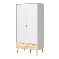Oslo Wardrobe 2 Doors 2 Drawers in White and Oak - image 3