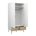 Oslo Wardrobe 2 Doors 2 Drawers in White and Oak - image 4
