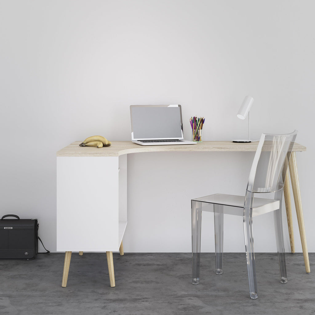 Oslo Desk 2 Drawer in White and Oak - image 7