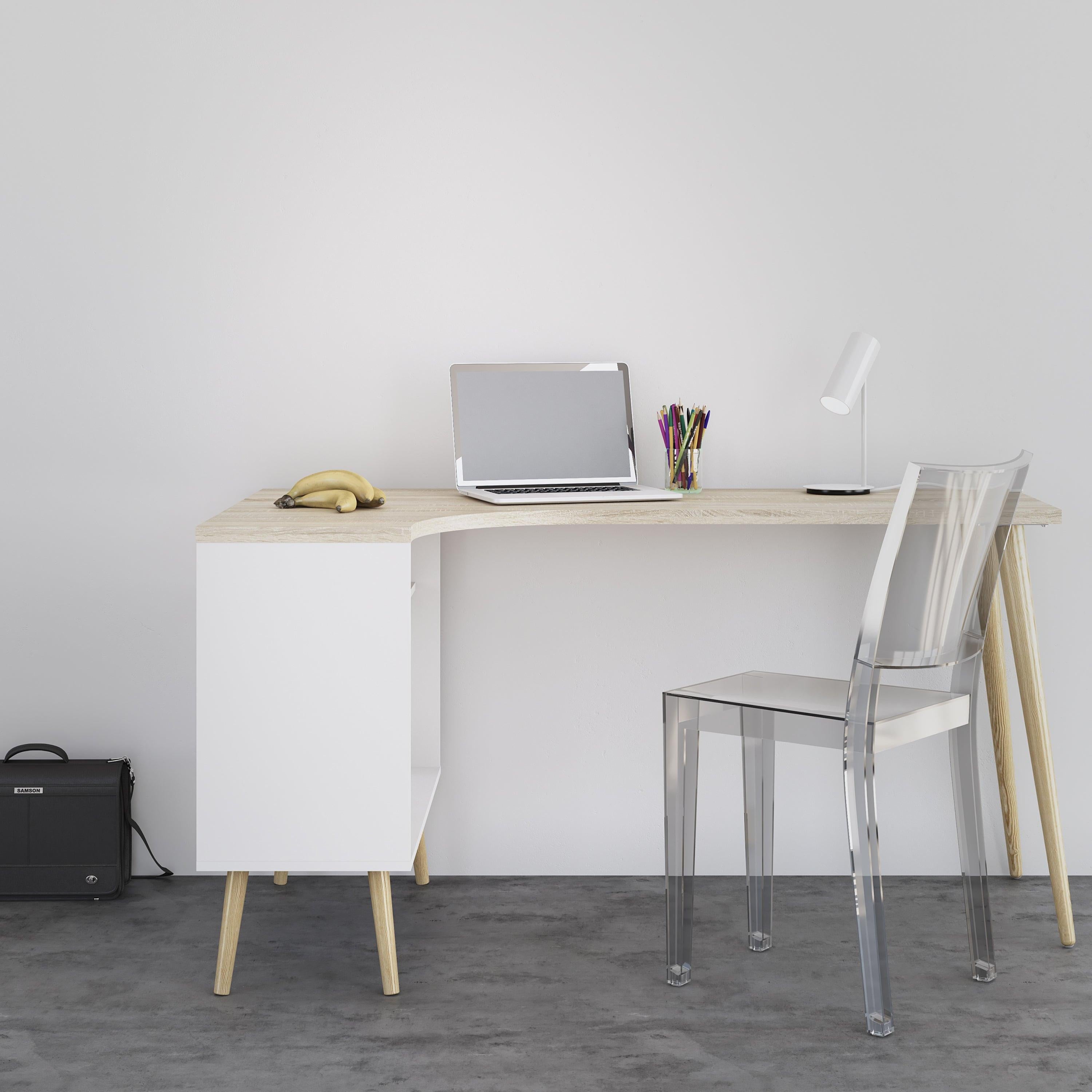 Oslo Desk 2 Drawer in White and Oak - image 7