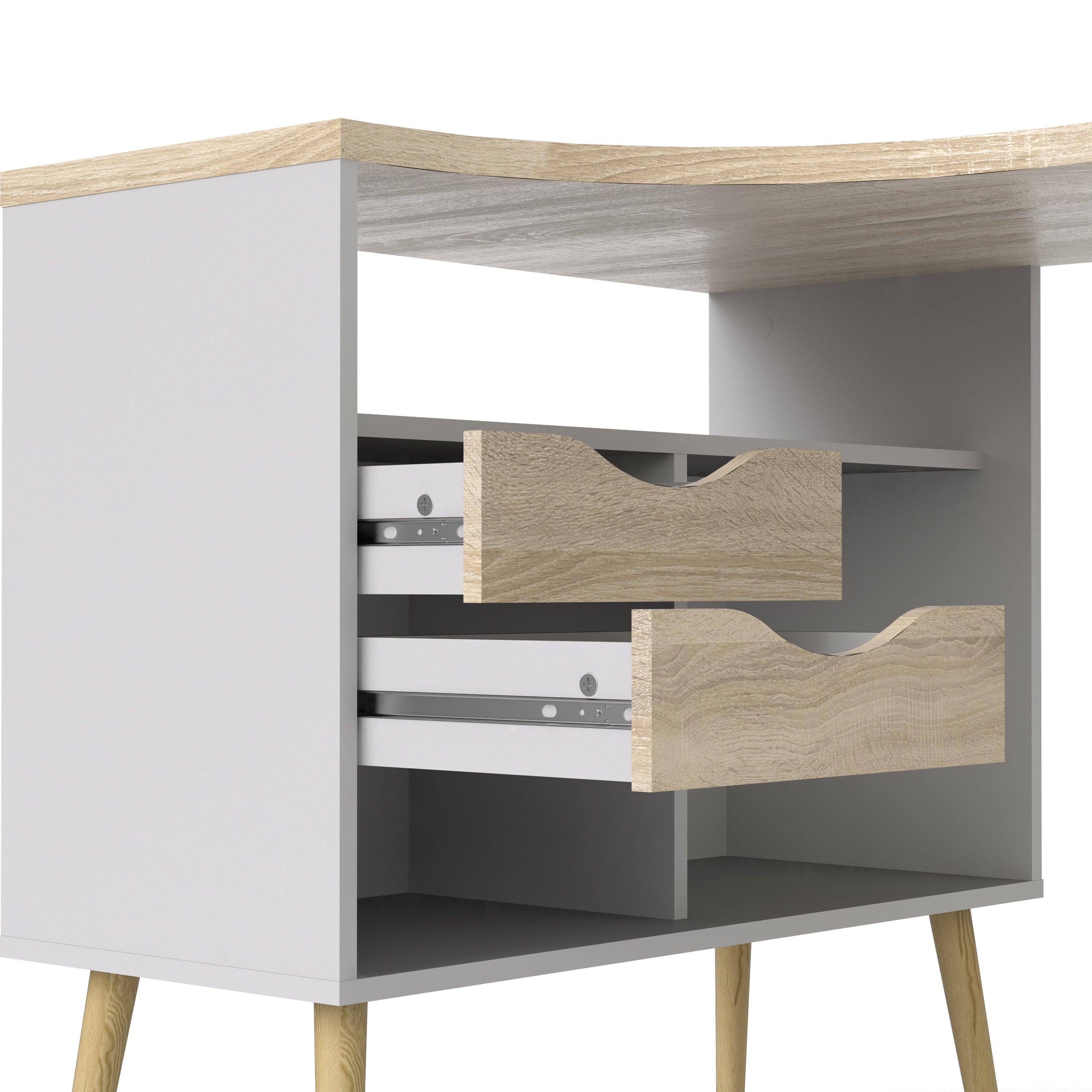 Oslo Desk 2 Drawer in White and Oak - image 9