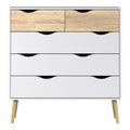 Oslo Chest of 5 Drawers in White and Oak - image 2
