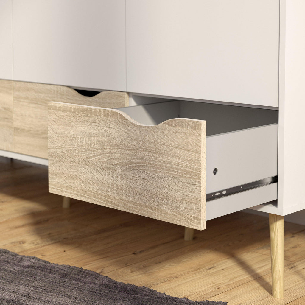 Oslo Wardrobe 3 Doors 3 Drawers in White and Oak - image 10
