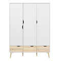 Oslo Wardrobe 3 Doors 3 Drawers in White and Oak - image 2