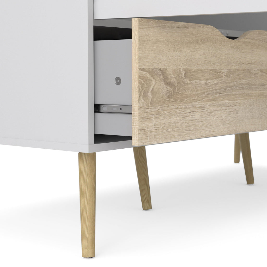 Oslo Wardrobe 3 Doors 3 Drawers in White and Oak - image 8