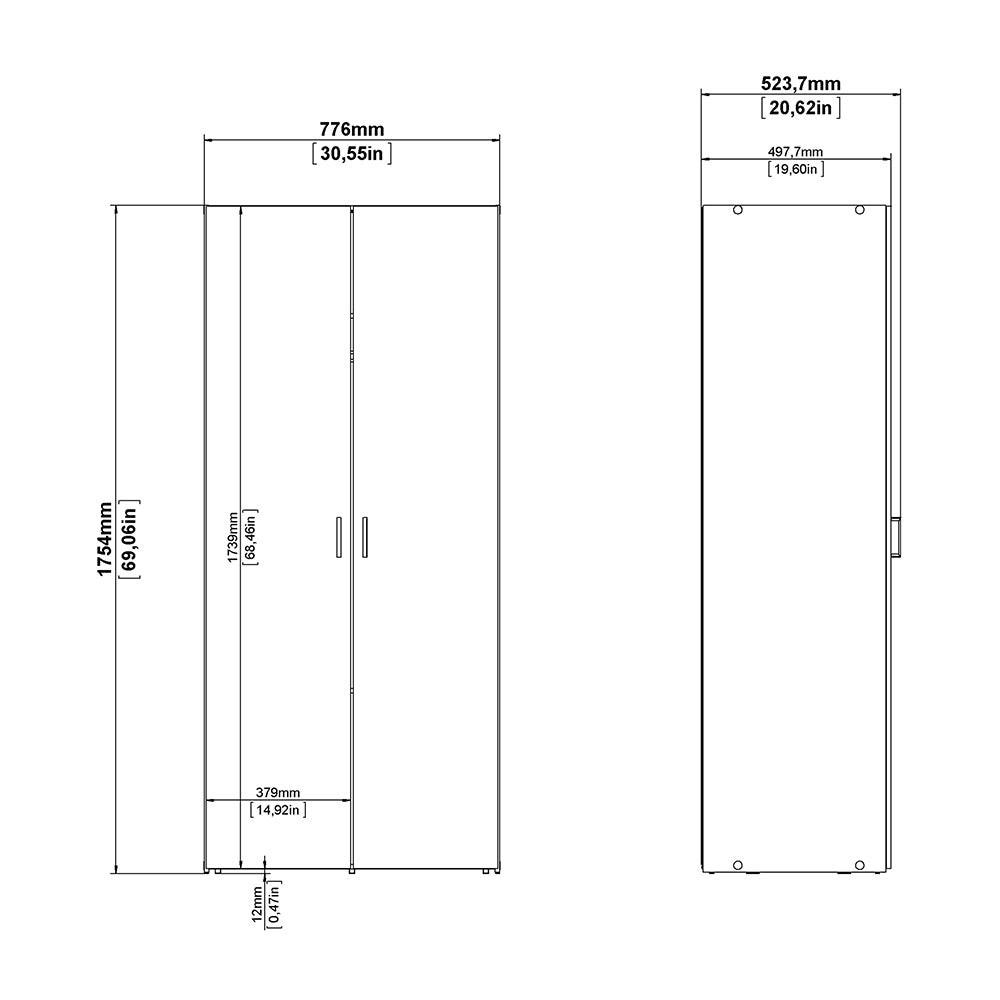 Space Package - Bedside 1 Drawer + Chest of 3 Drawers + Wardrobe with 2 Doors in White - image 13