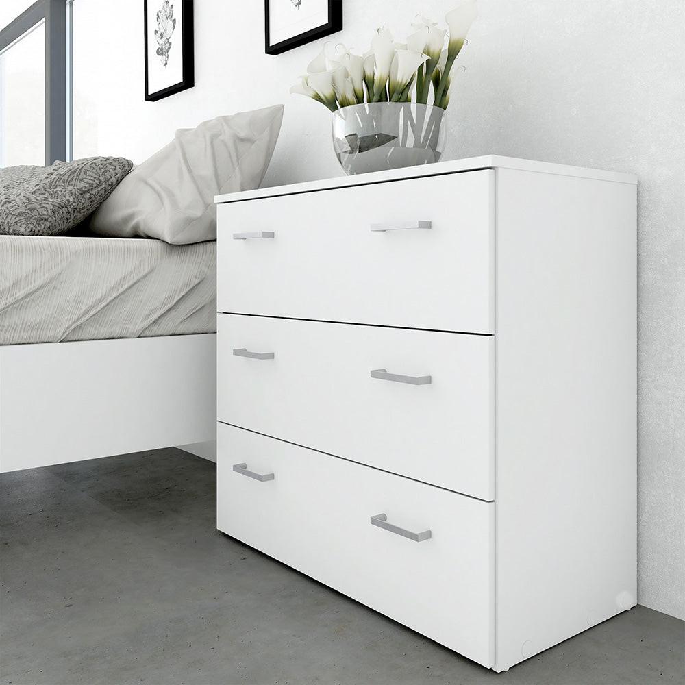 Space Package - Bedside 1 Drawer + Chest of 3 Drawers + Wardrobe with 2 Doors in White - image 8