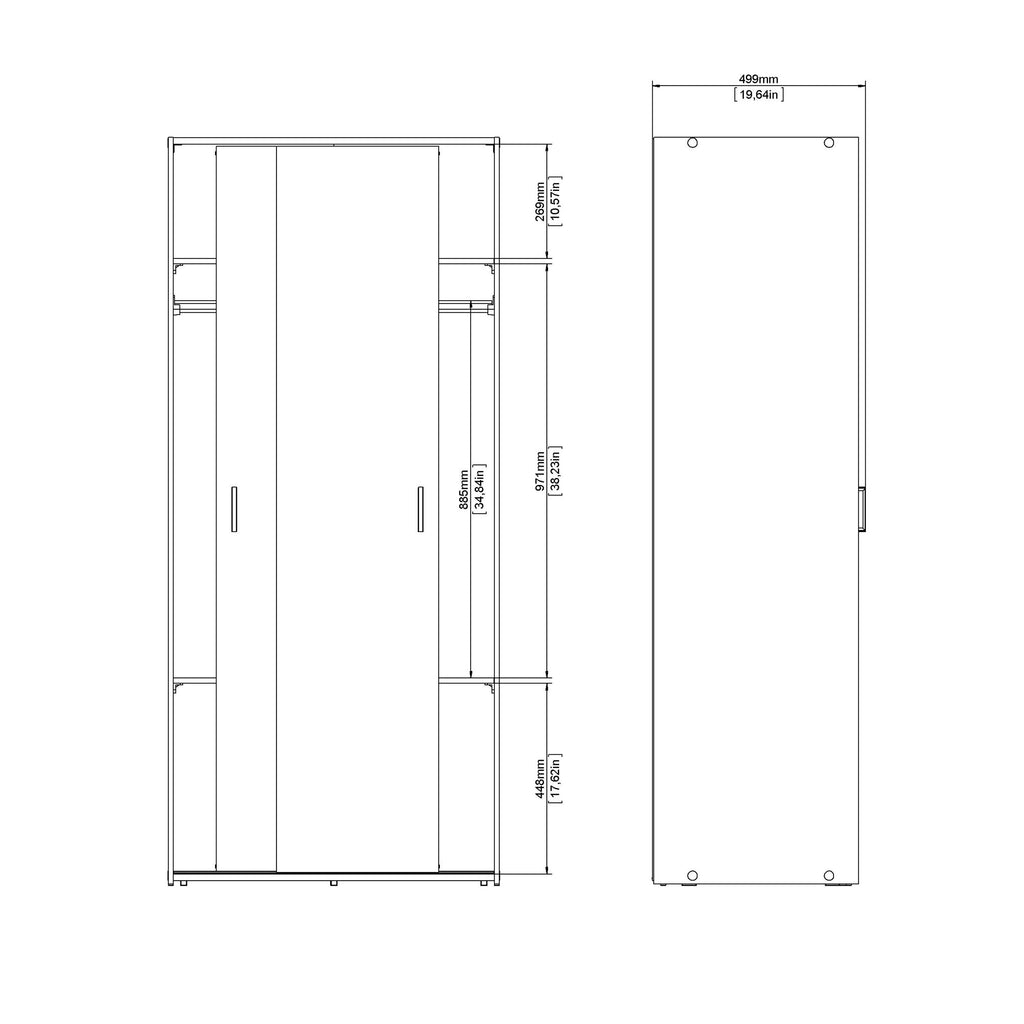 Space Wardrobe 2 Sliding Doors in White 1750 - image 12