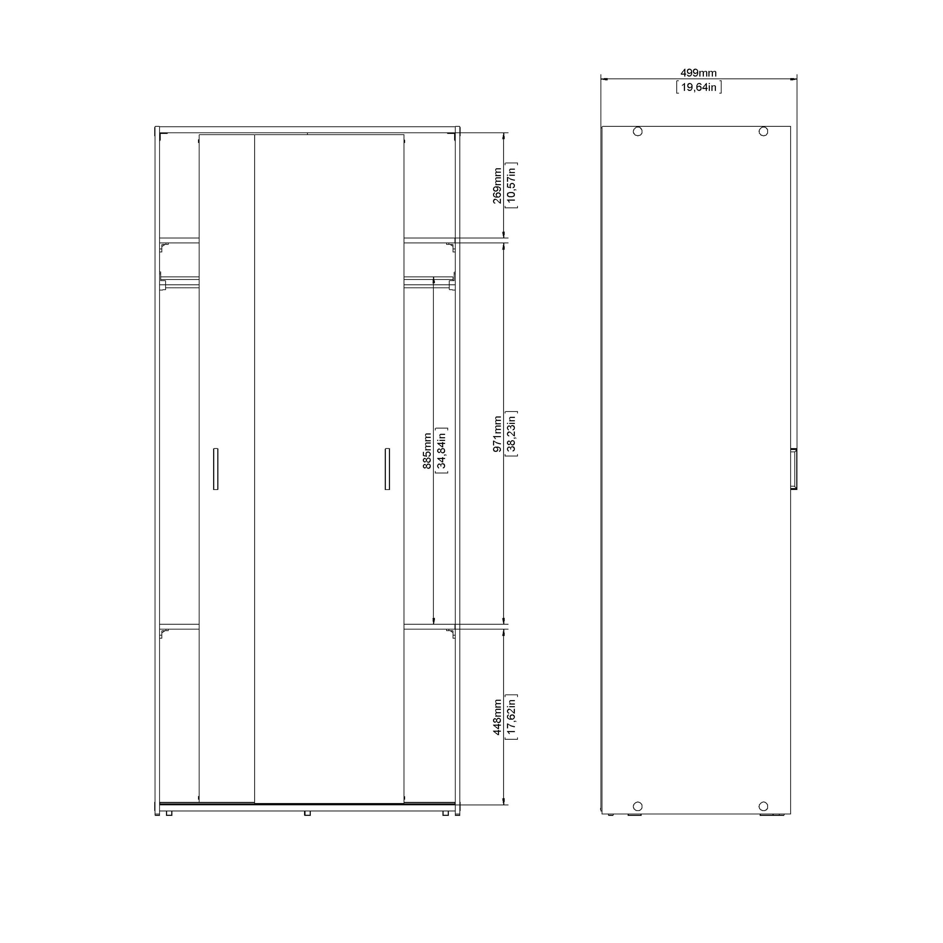 Space Wardrobe 2 Sliding Doors in White 1750 - image 12