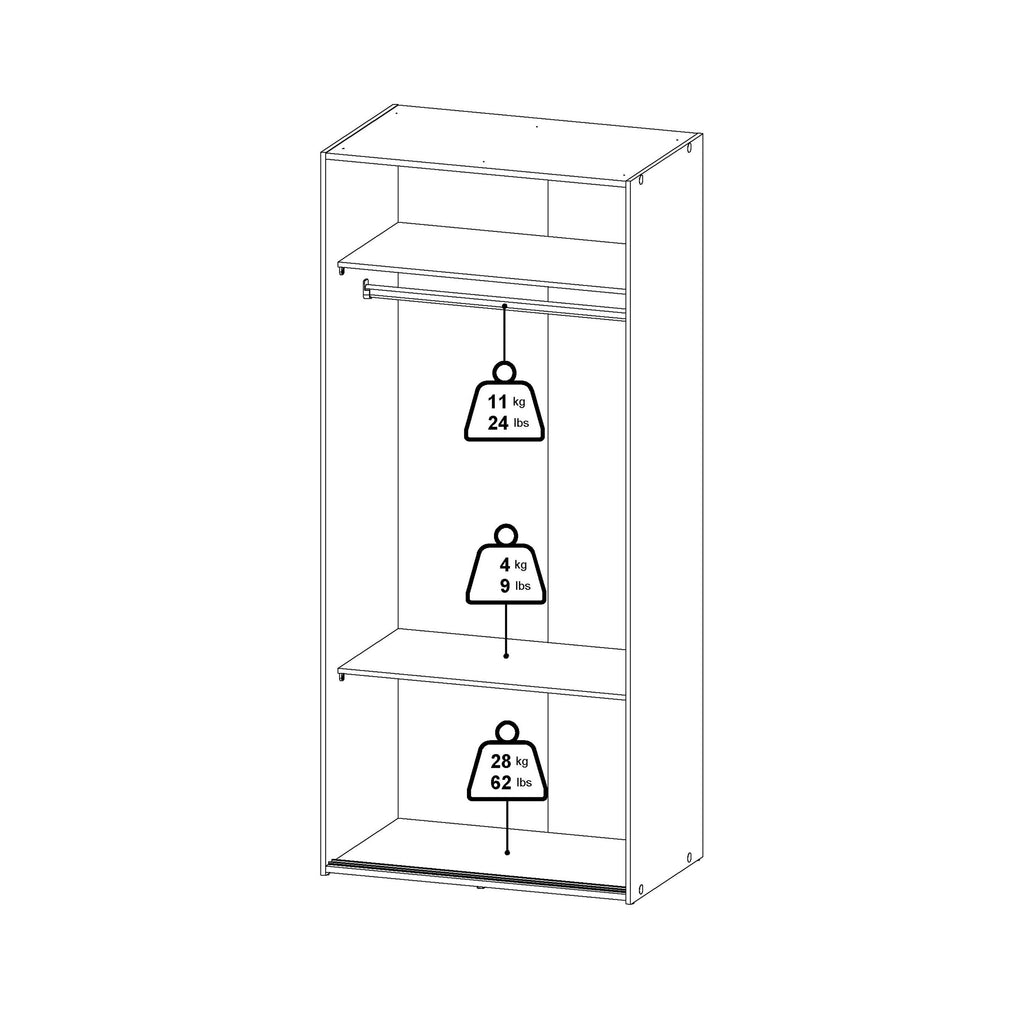 Space Wardrobe 2 Sliding Doors in White 1750 - image 13