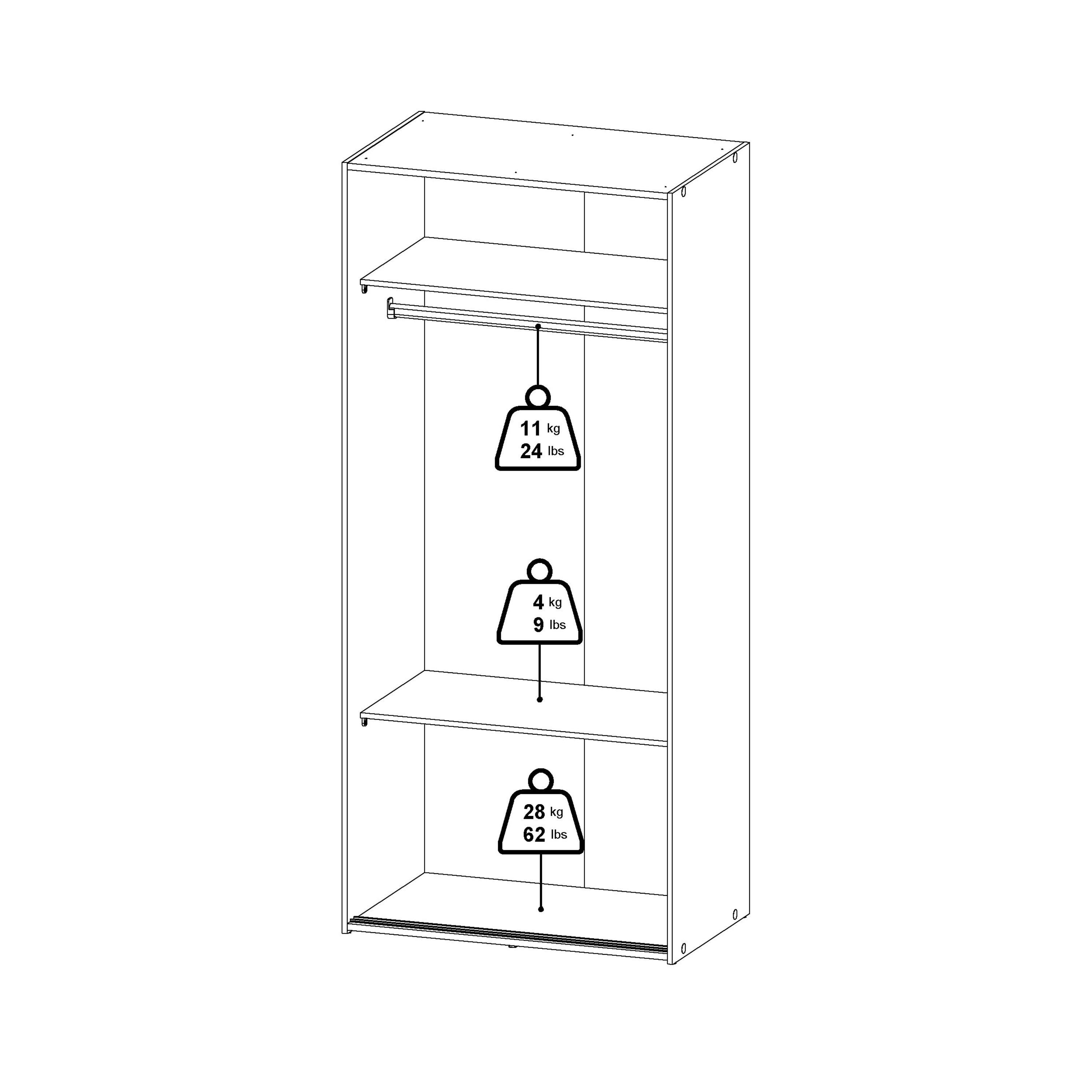 Space Wardrobe 2 Sliding Doors in White 1750 - image 13
