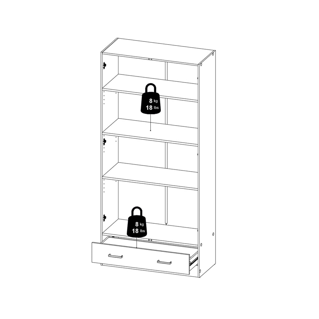 Space Wardrobe with 2 Doors + 1 Drawer in White 1750 - image 13