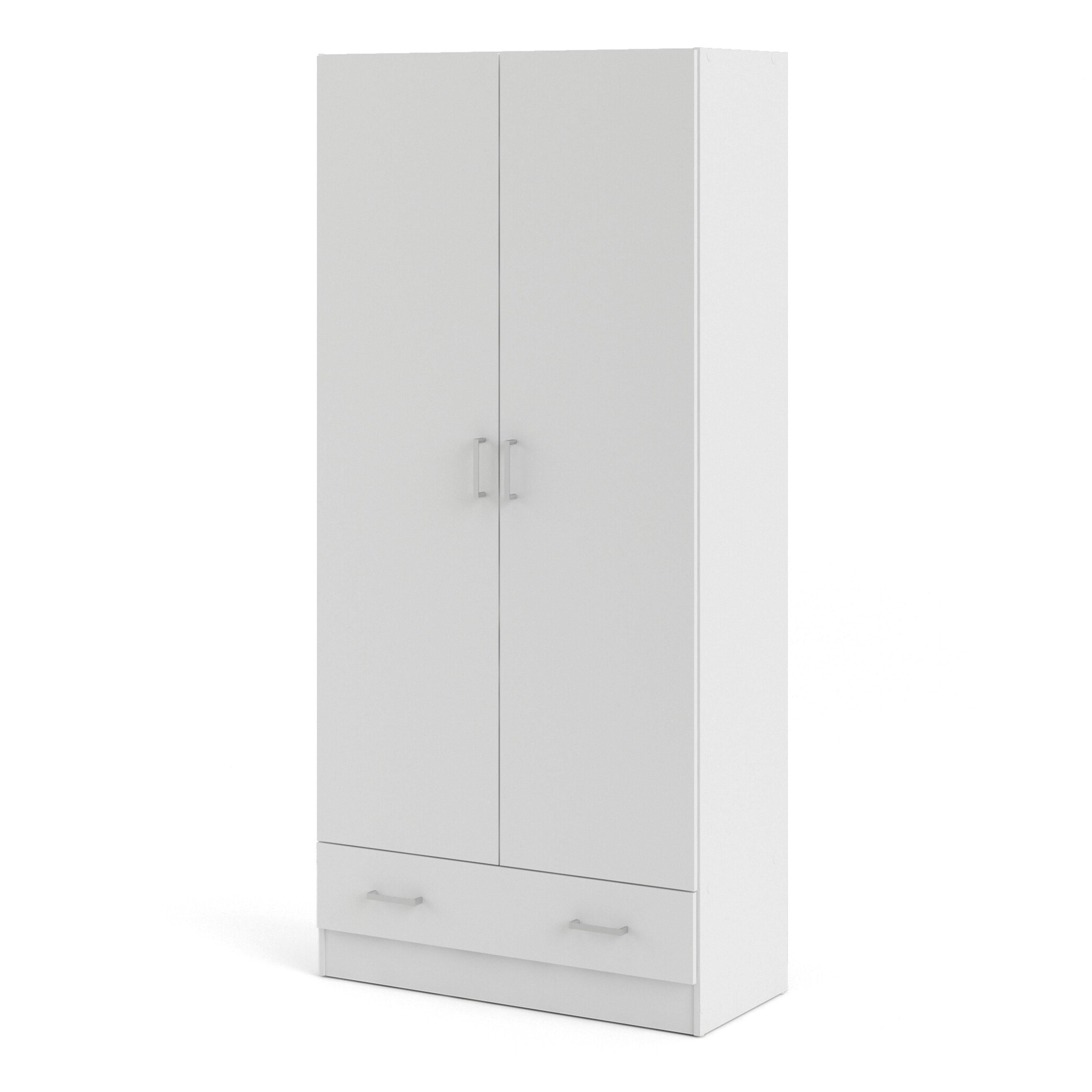 Space Wardrobe with 2 Doors + 1 Drawer in White 1750 - image 3
