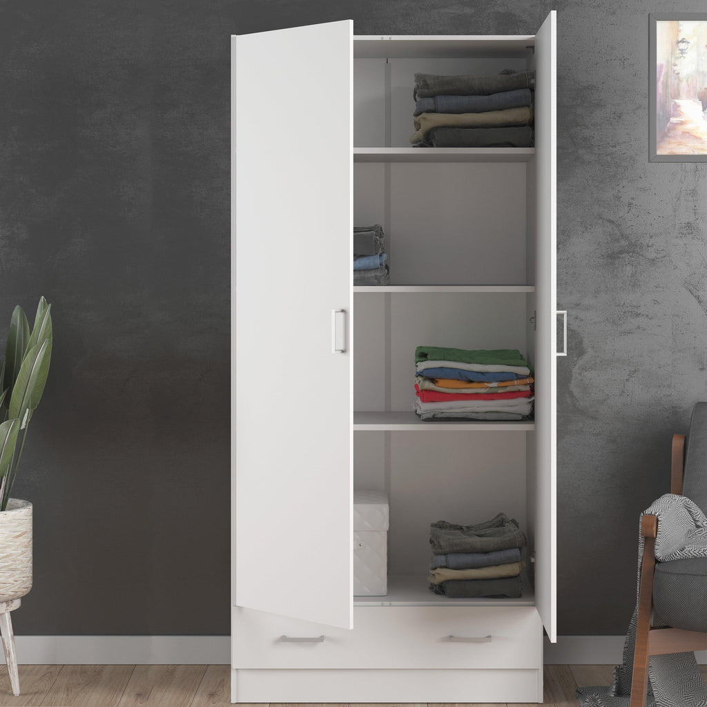 Space Wardrobe with 2 Doors + 1 Drawer in White 1750 - image 6
