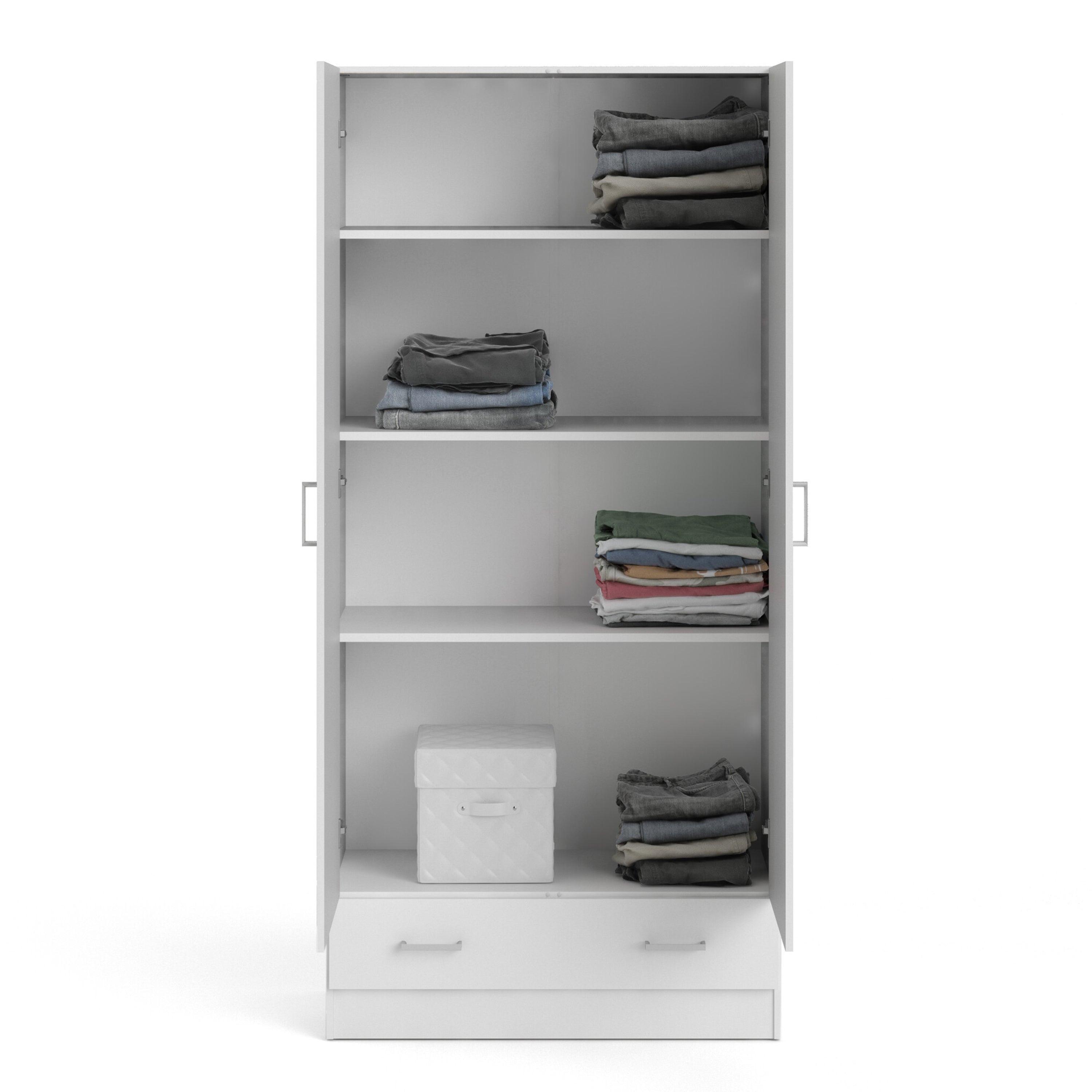 Space Wardrobe with 2 Doors + 1 Drawer in White 1750 - image 8