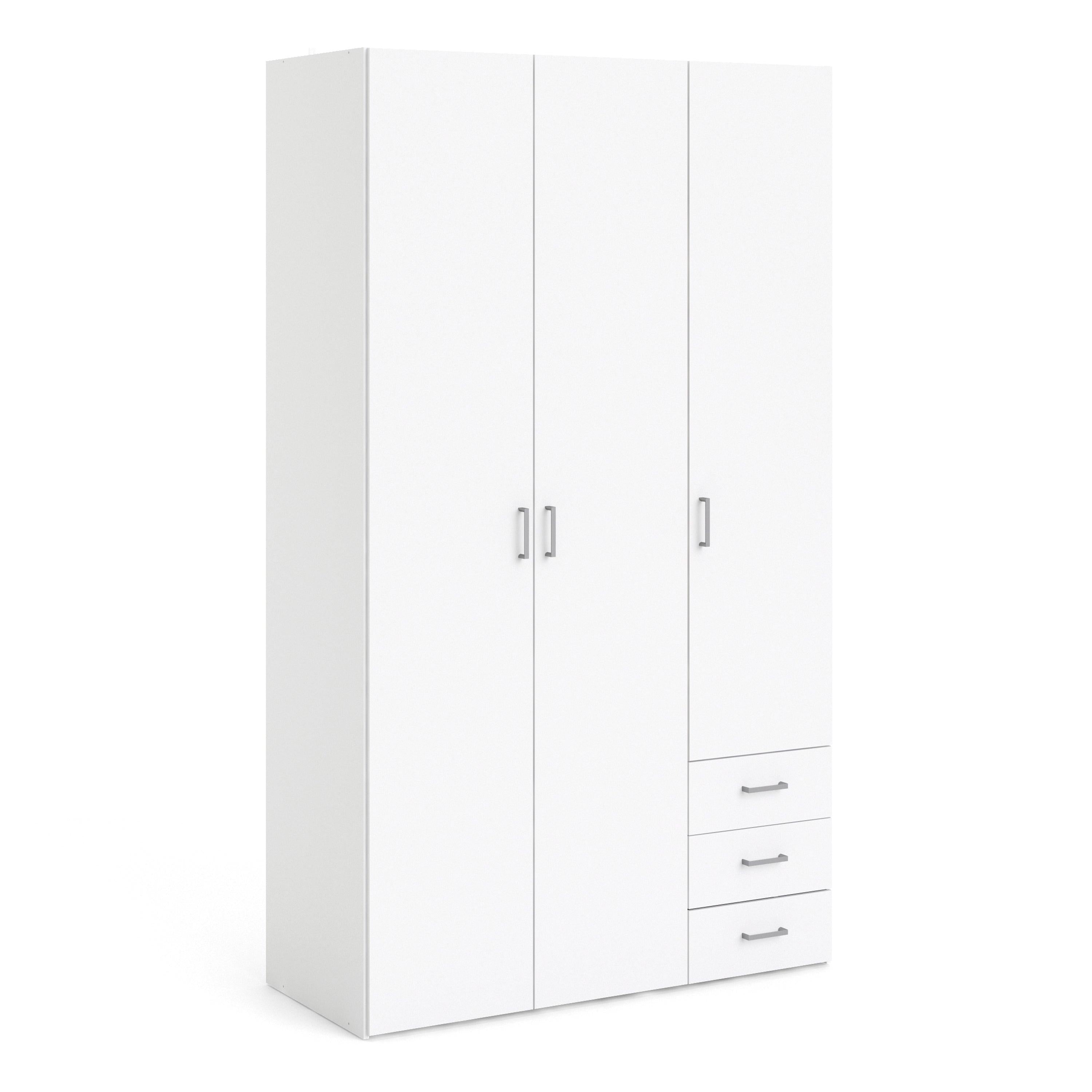 Space Wardrobe 3 Doors 3 Drawers in White 2000